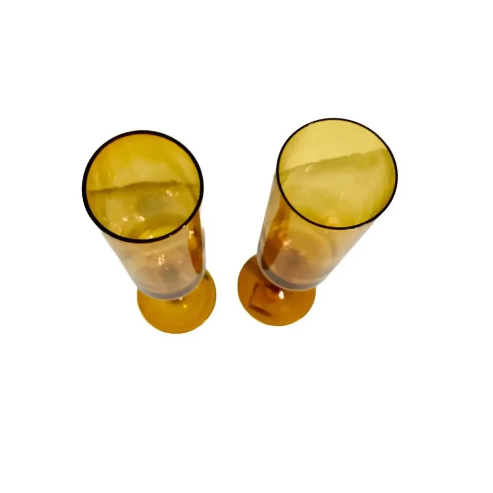 Z Gallerie Party Glass Amber Candle Holders